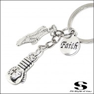Ключодържател Ръкавица, Маратонка, Кръгла плочка 'Faith'
