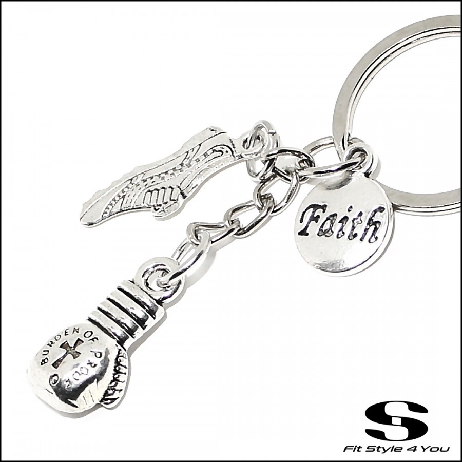 Ключодържател Ръкавица, Маратонка, Кръгла плочка 'Faith'